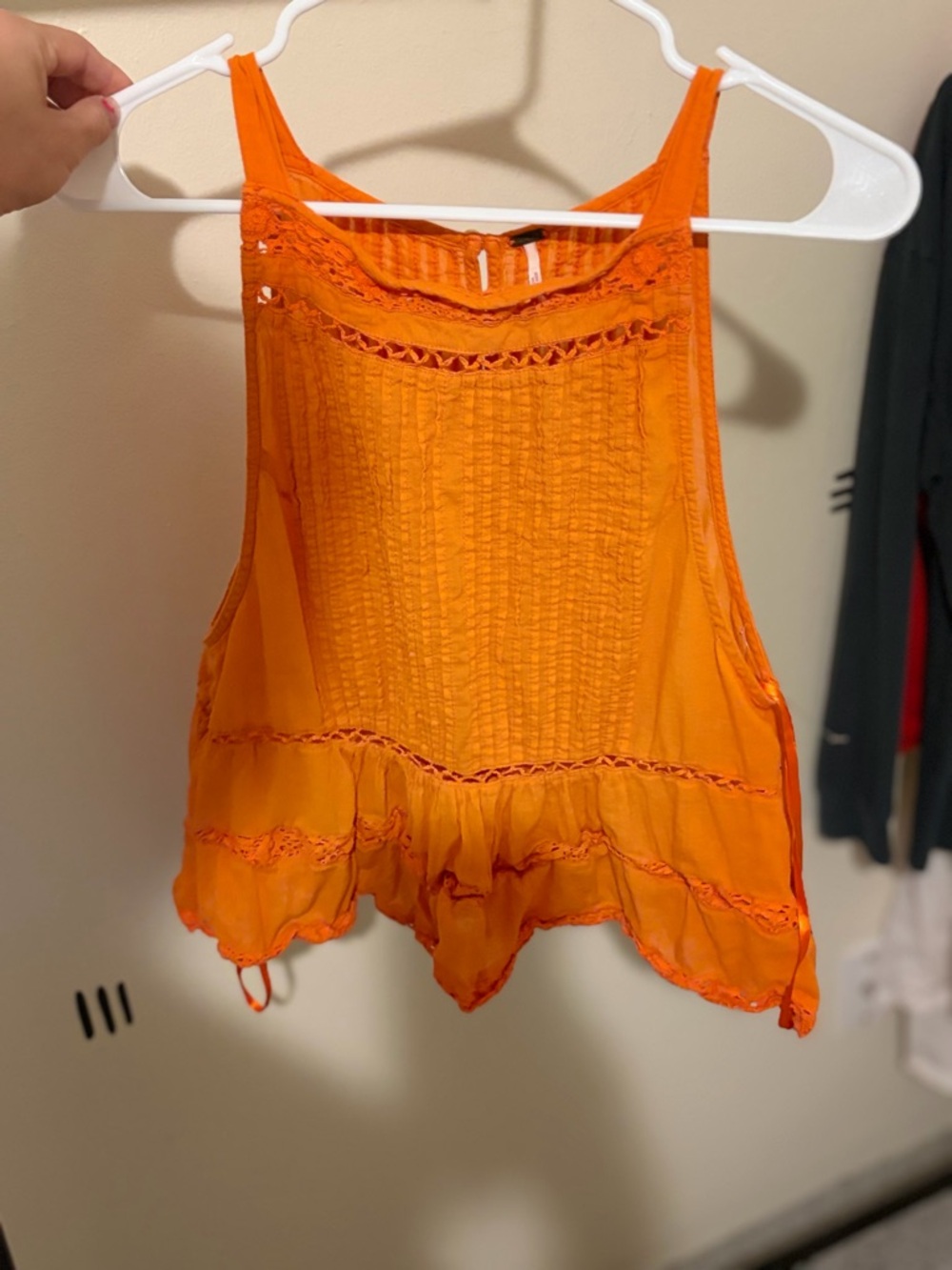 Free People Bright Orange Crochet-Trim Camisole